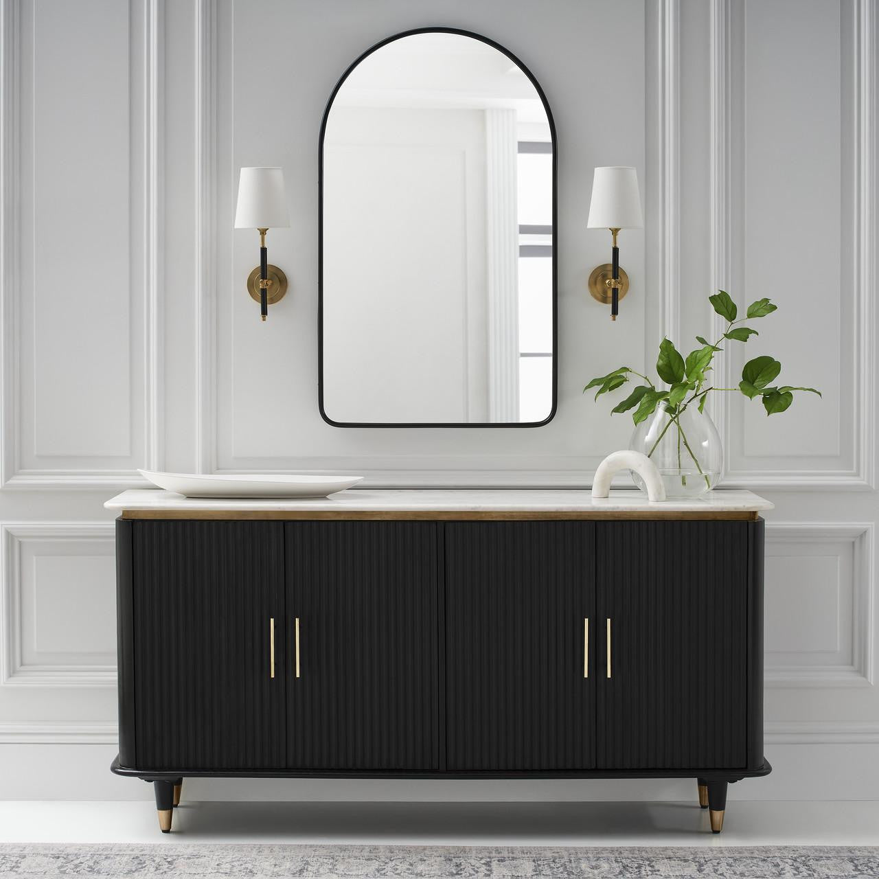 Visual Comfort Signature Bryant Wrapped Sconce Hand-Rubbed Antique Brass and Chocolate Lea
