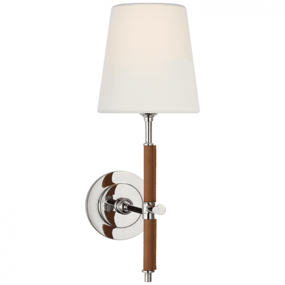 Visual Comfort & Co. Signature Collection Bryant Wrapped Sconce - Polished Nickel and Natural Leather