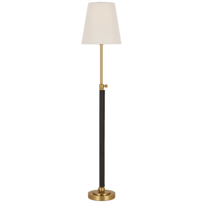 Visual Comfort Signature Bryant Wrapped Table Lamp Hand-Rubbed Antique Brass and Chocolate Lea