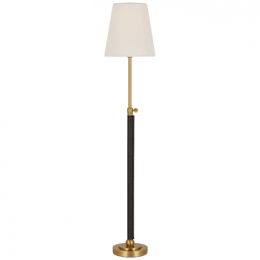 Visual Comfort Signature Bryant Wrapped Table Lamp Hand-Rubbed Antique Brass and Chocolate Lea