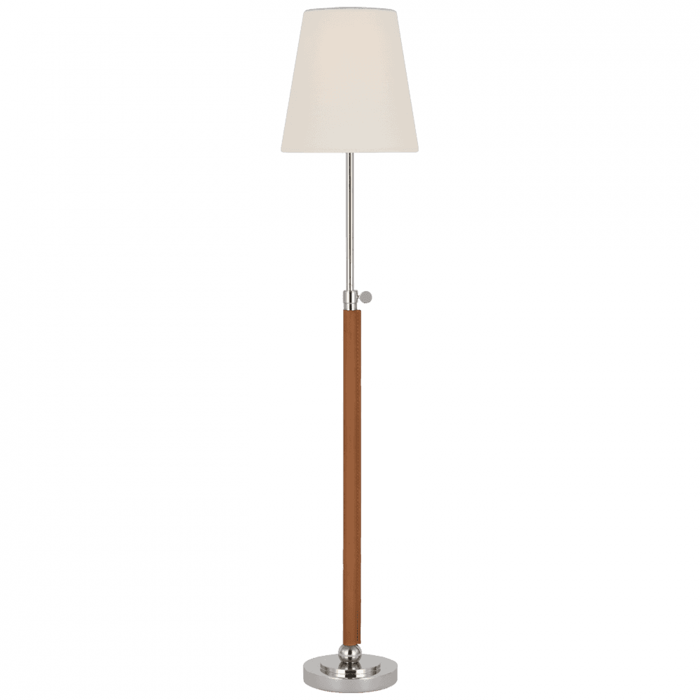 Visual Comfort Signature Bryant Wrapped Table Lamp Polished Nickel and Natural Leather