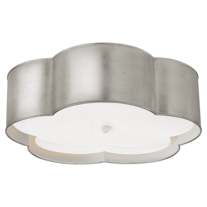 Visual Comfort Signature Bryce Flower Flush Mount Burnished Silver Leaf and White