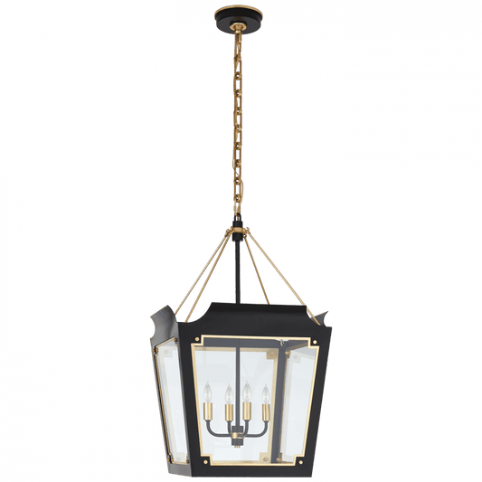 Visual Comfort Signature Caddo Lantern Pendant Matte Black with Gild