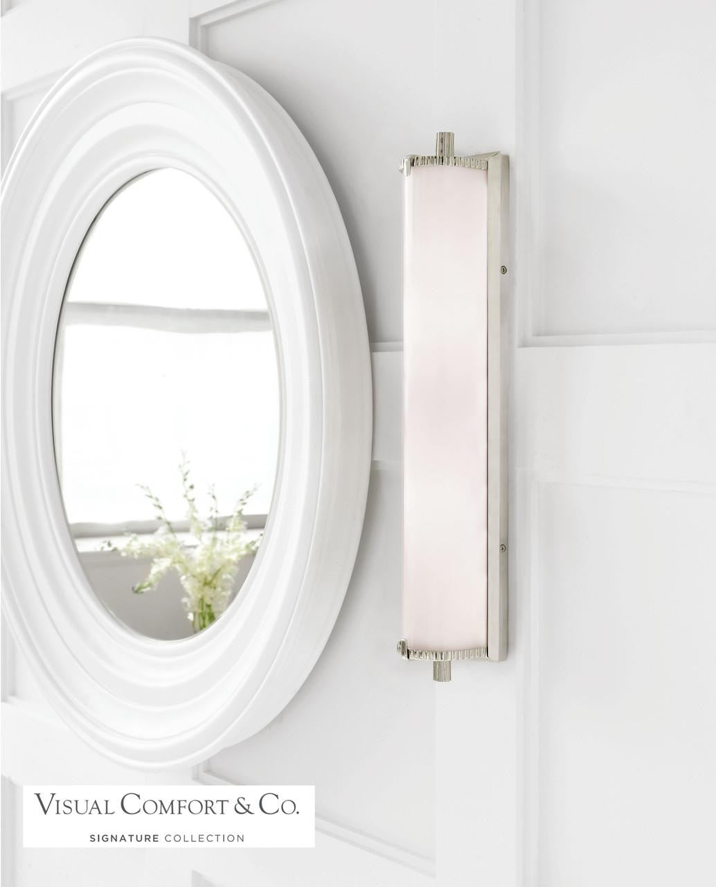 Visual Comfort & Co. Signature Collection Calliope Bathroom Wall Sconce, 2-Light, Polished Nickel, White Glass, 20.5"H (TOB 2185PN-WG 2CVH1)