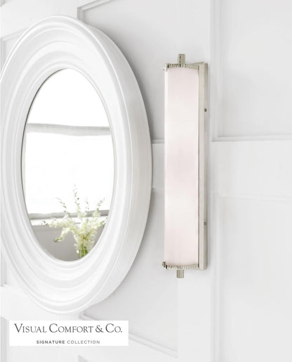 Visual Comfort & Co. Signature Collection Calliope Bathroom Wall Sconce, 2-Light, Polished Nickel, White Glass, 20.5"H (TOB 2185PN-WG 2CVH1)