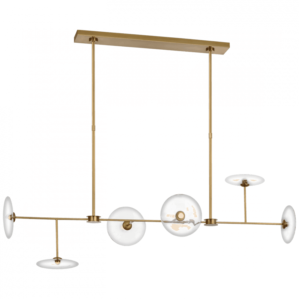 Visual Comfort Signature Calvino Large Linear Chandelier Hand-Rubbed Antique Brass