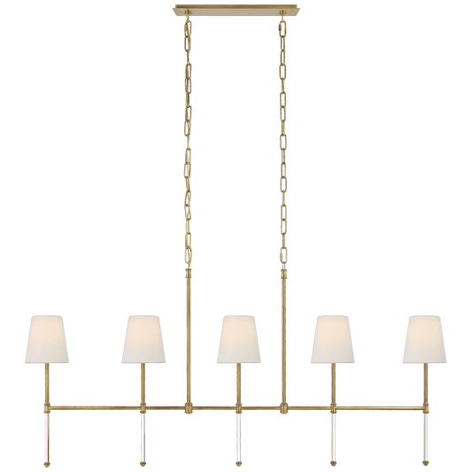 Visual Comfort Signature Camille Medium Linear Chandelier Hand-Rubbed Antique Brass