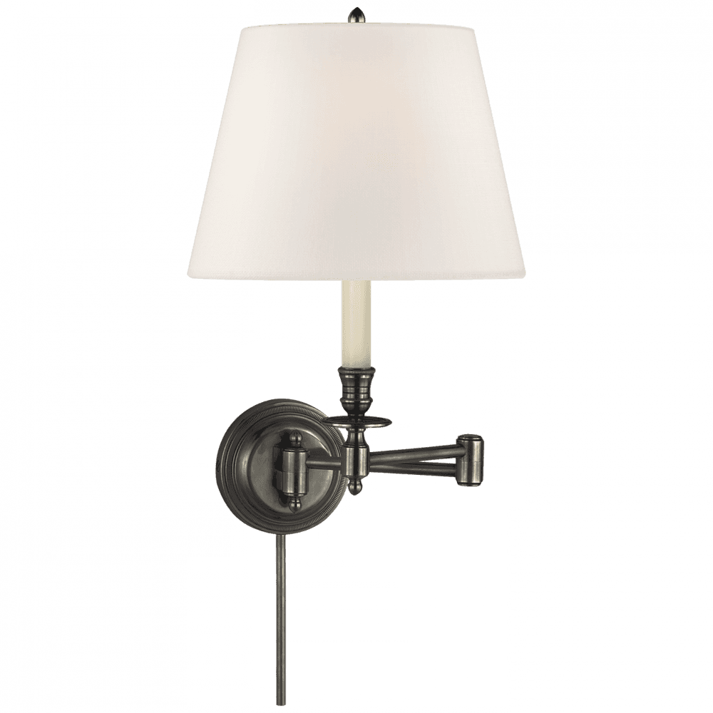 Visual Comfort Signature Candlestick Swing Arm Wall Sconce With Plug Hand-Rubbed Antique Brass
