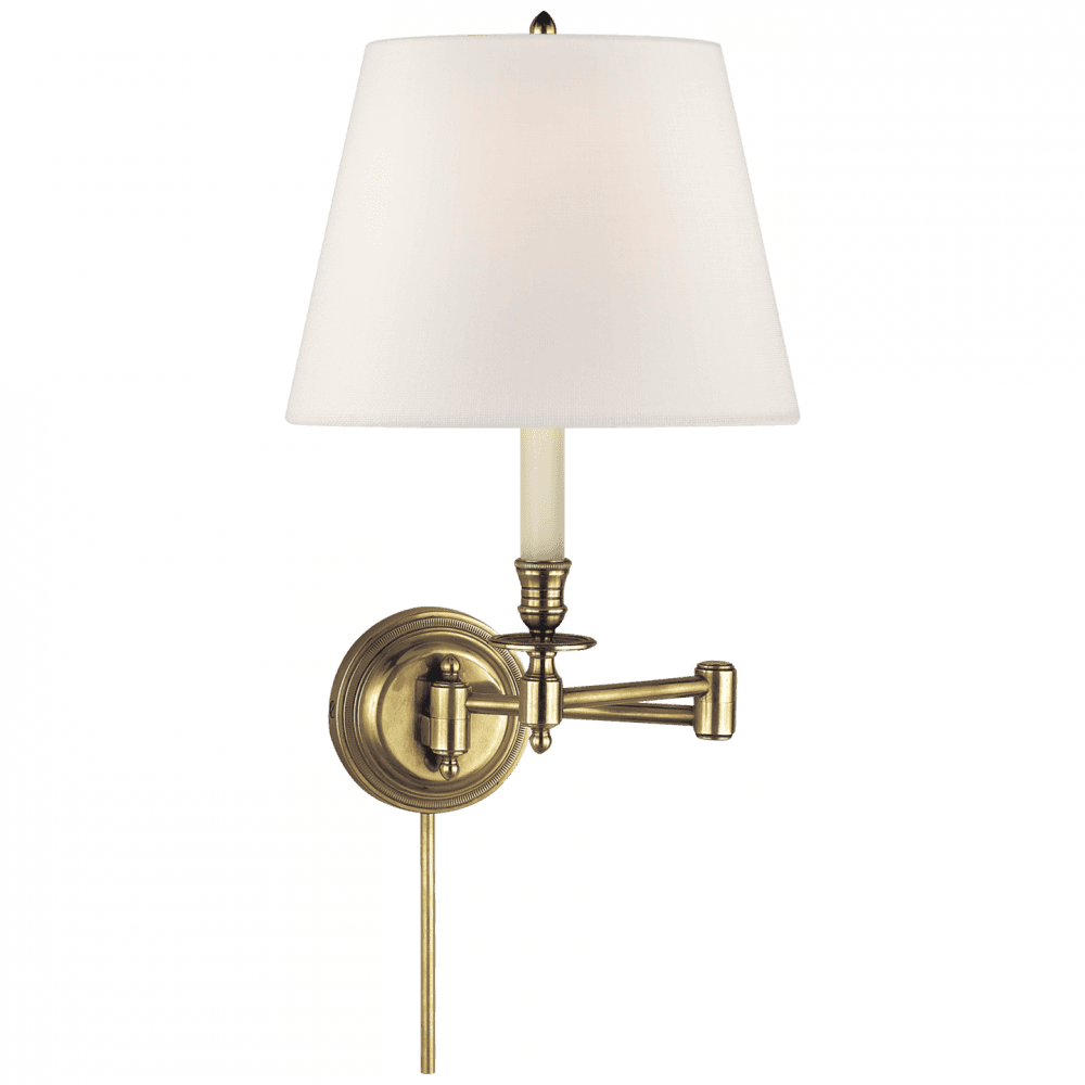 Visual Comfort Signature Candlestick Swing Arm Wall Sconce With Plug Polished Nickel