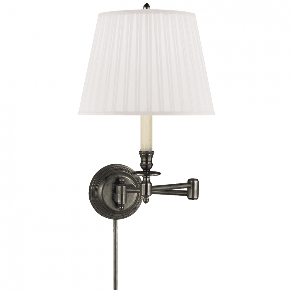 Visual Comfort Signature Candlestick Swing Arm Wall Lamp Polished Nickel