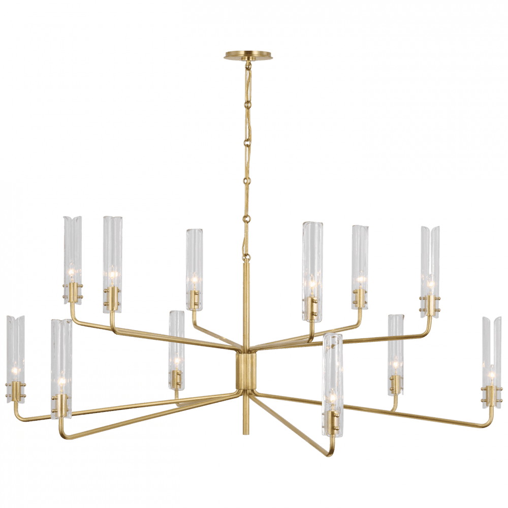 Visual Comfort Signature Casoria Grande Two Tier Chandelier Hand-Rubbed Antique Brass