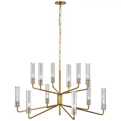 Visual Comfort Signature Casoria Large Two-Tier Chandelier Hand-Rubbed Antique Brass
