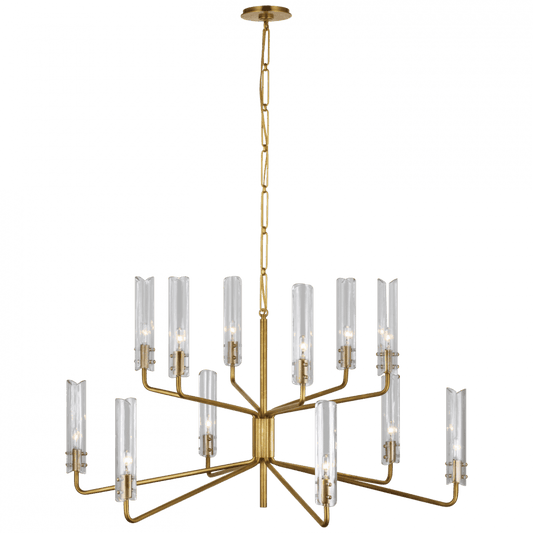 Visual Comfort Signature Casoria Large Two-Tier Chandelier Hand-Rubbed Antique Brass