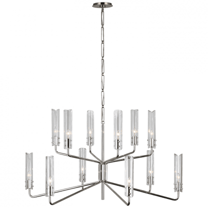 Visual Comfort Signature Casoria Large Two-Tier Chandelier Polished Nickel