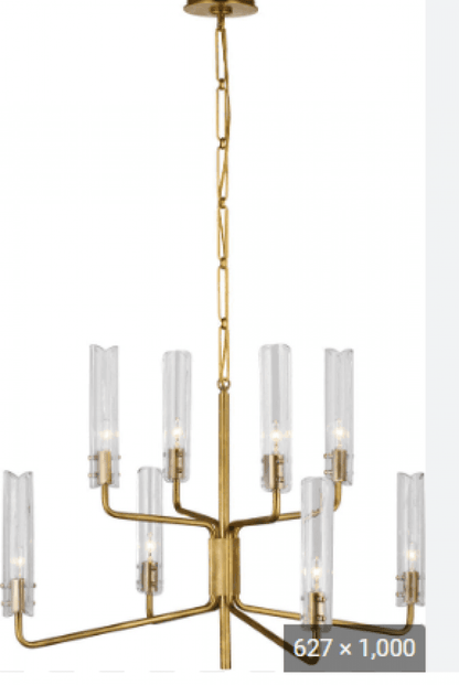 Visual Comfort Signature Casoria Medium Two-Tier Chandelier Hand-Rubbed Antique Brass