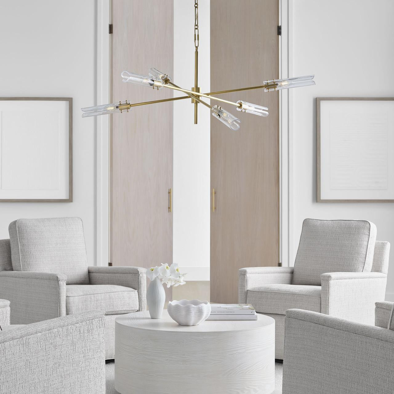 Visual Comfort & Co. Signature Collection Casoria X-Large Radial Chandelier, 6-Light, LED, Hand-Rubbed Antique Brass, 45.75"W (ARN 5488HAB-CG CX600)