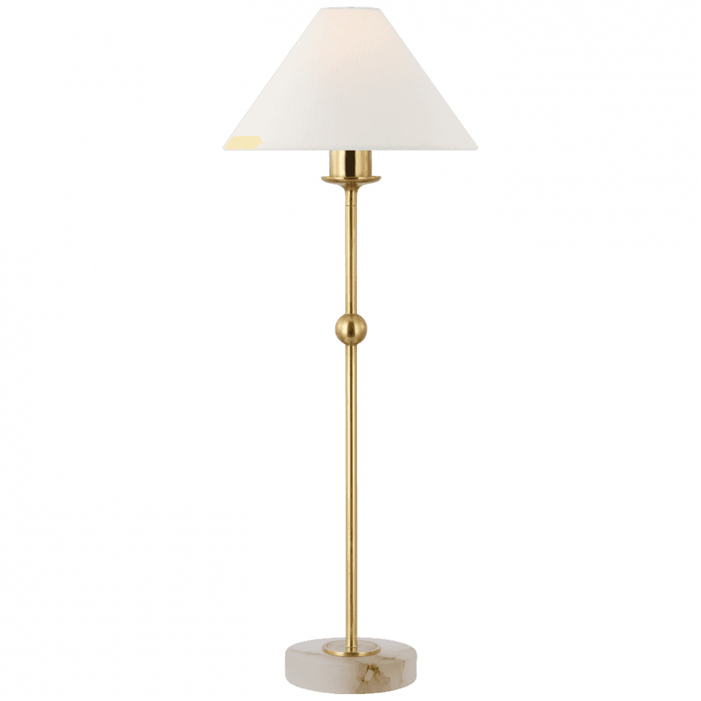 Visual Comfort Signature Caspian Medium Accent Lamp Antique-Burnished Brass and Alabaster