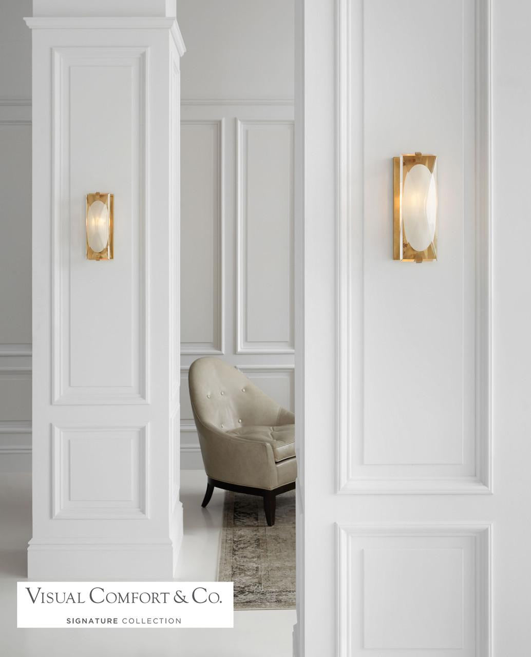 Visual Comfort & Co. Signature Collection Castle Peak Bathroom Wall Sconce, 1-Light, Soft Brass, Clear Textured Glass, 12.5"H (KS 2060SB-CG 2V2TY)
