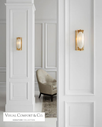 Visual Comfort & Co. Signature Collection Castle Peak Bathroom Wall Sconce, 1-Light, Soft Brass, Clear Textured Glass, 12.5"H (KS 2060SB-CG 2V2TY)