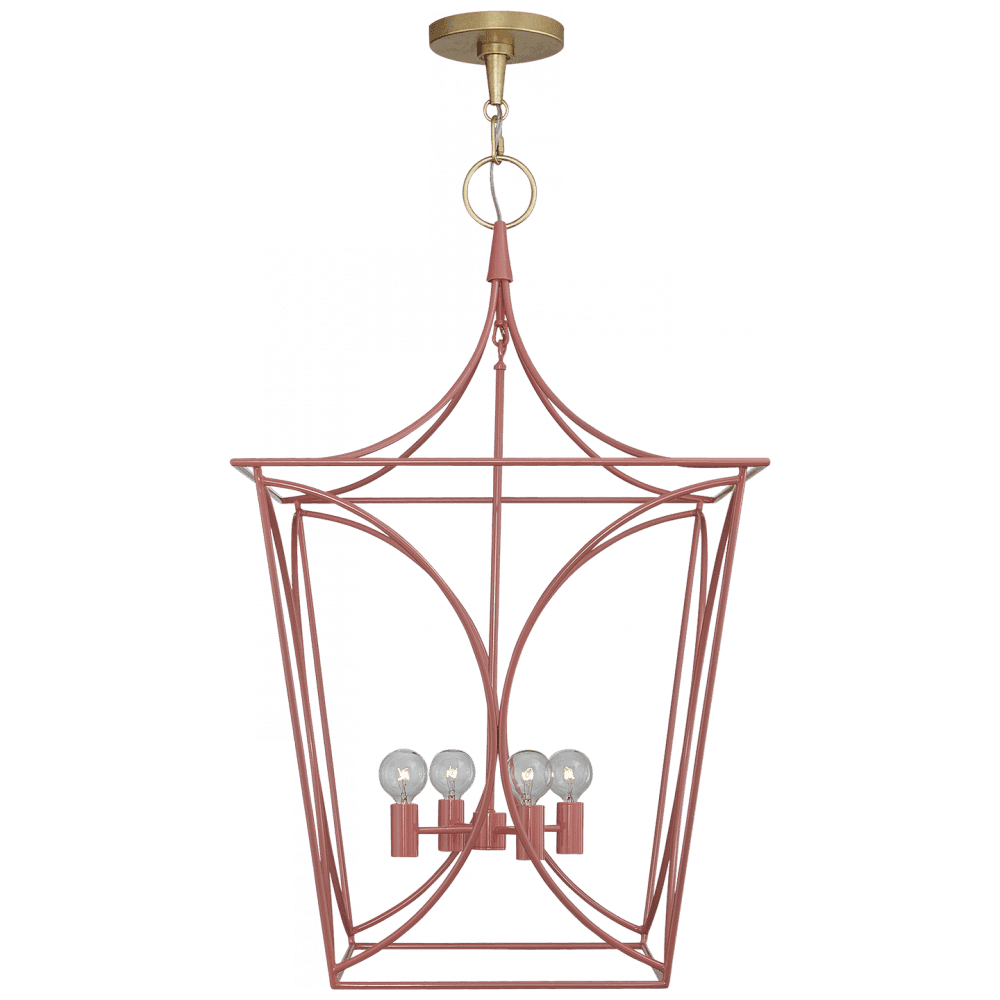 Visual Comfort Signature Cavanagh Lantern Pendant Coral and Gild