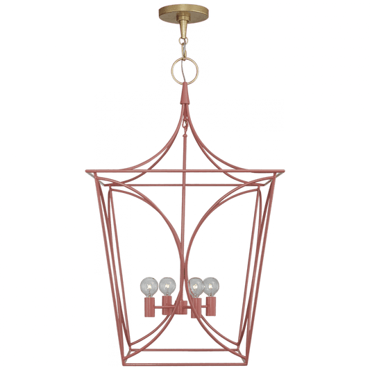 Visual Comfort Signature Cavanagh Lantern Pendant Coral and Gild