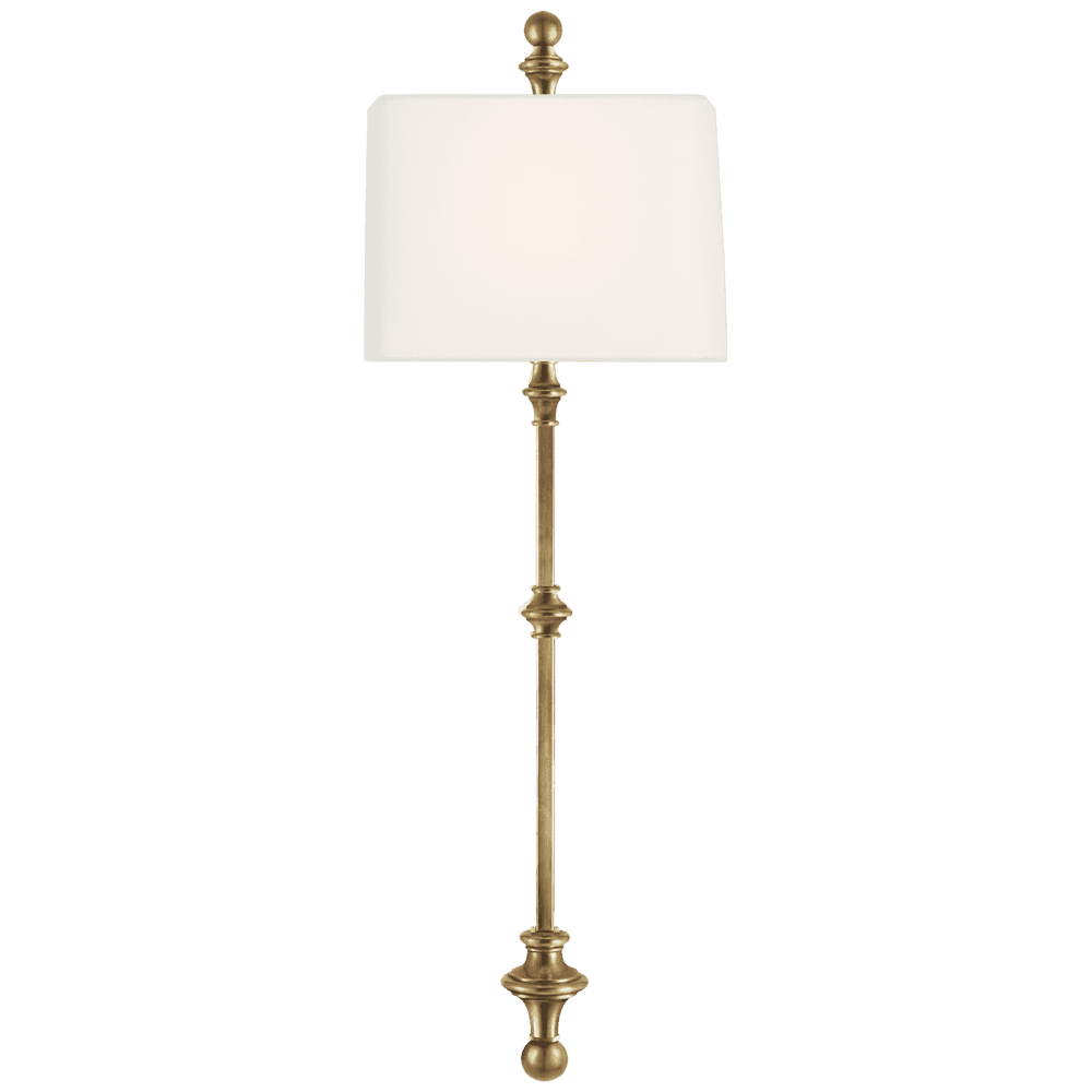 Visual Comfort & Co. Signature Collection Cawdor Wall Light, 1-Light, Antique-Burnished Brass, Linen Shield Shade, 35.75"H (CHD 2300AB-L D31GR)