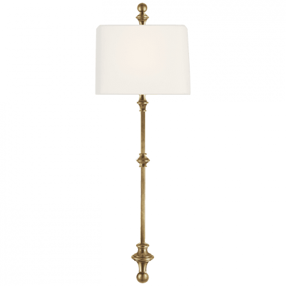 Visual Comfort & Co. Signature Collection Cawdor Wall Light, 1-Light, Antique-Burnished Brass, Linen Shield Shade, 35.75"H (CHD 2300AB-L D31GR)