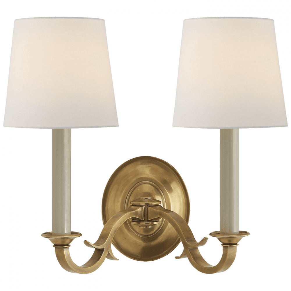 Visual Comfort Signature Channing Double Sconce Hand-Rubbed Antique Brass