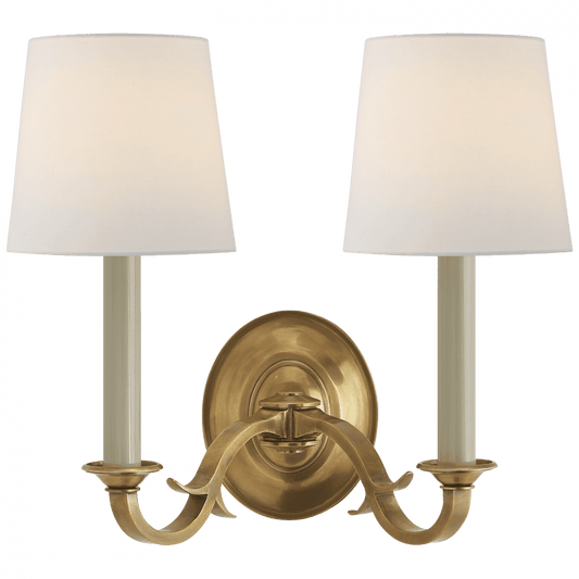 Visual Comfort Signature Channing Double Sconce Hand-Rubbed Antique Brass
