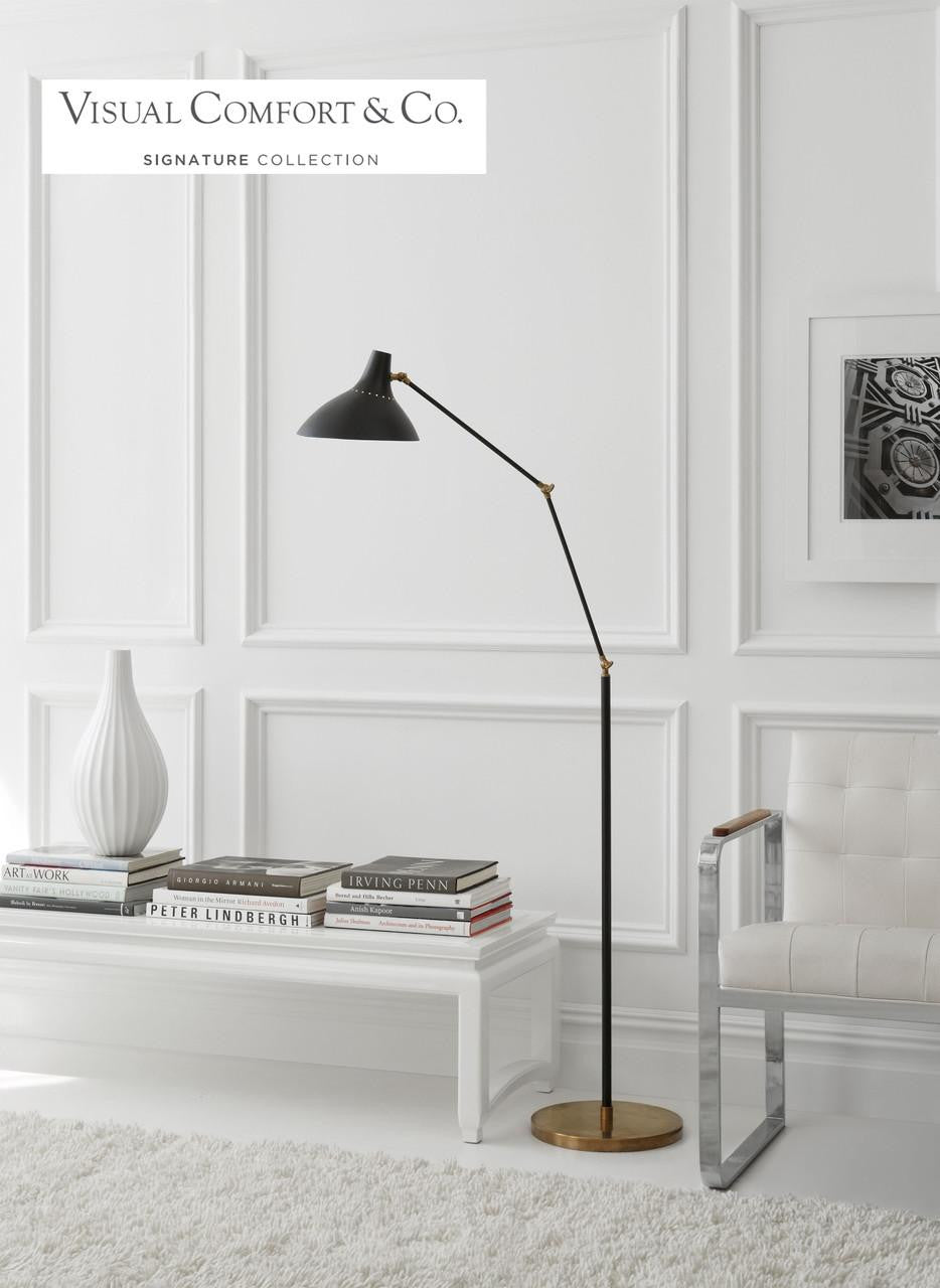 Visual Comfort & Co. Signature Collection Charlton Floor Lamp, 1-Light, Black, Brass, 63"H (ARN 1006BLK 2K2Q9)