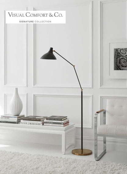 Visual Comfort & Co. Signature Collection Charlton Floor Lamp, 1-Light, Black, Brass, 63"H (ARN 1006BLK 2K2Q9)