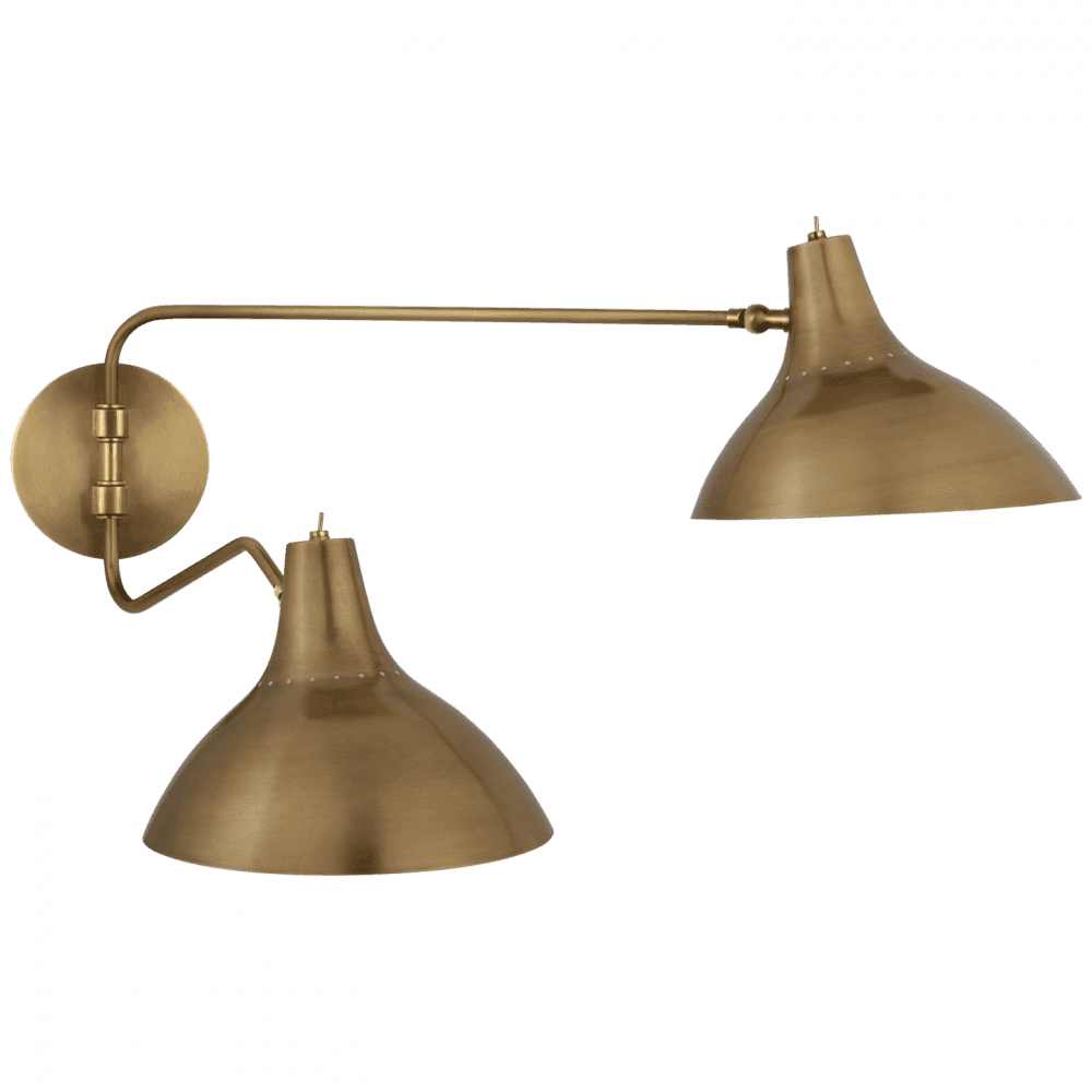 Visual Comfort Signature Charlton Medium Double Wall Light Hand-Rubbed Antique Brass