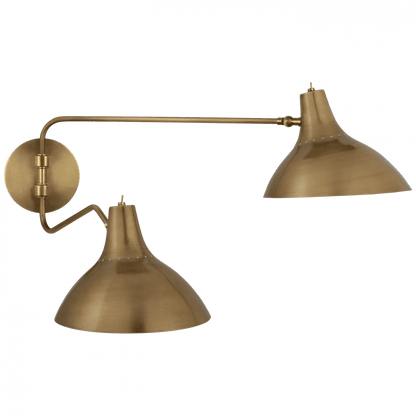 Visual Comfort Signature Charlton Medium Double Wall Light Hand-Rubbed Antique Brass
