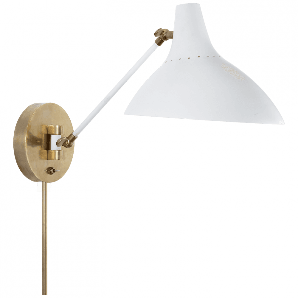 Visual Comfort & Co. Signature Collection Charlton Wall Sconce, 1-Light, Plaster White, 9.25"W (ARN 2006WHT 2K2RK)