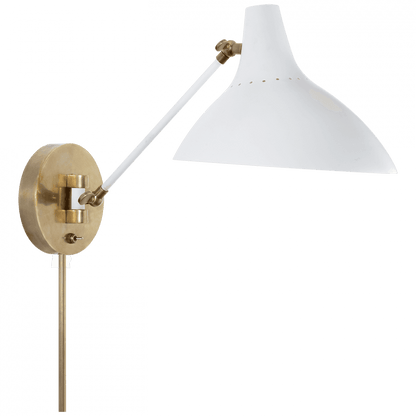 Visual Comfort & Co. Signature Collection Charlton Wall Sconce, 1-Light, Plaster White, 9.25"W (ARN 2006WHT 2K2RK)