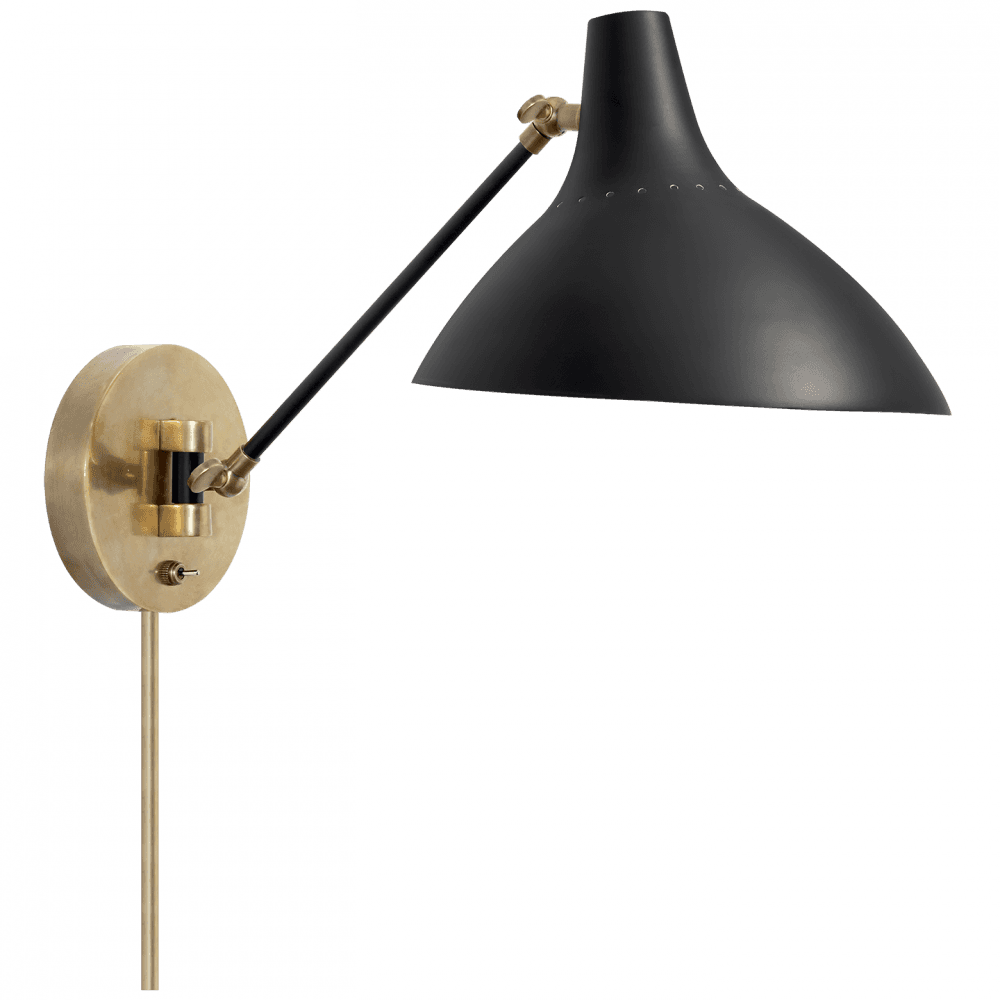 Visual Comfort Signature Charlton Wall Sconce With Plug Black and Brass