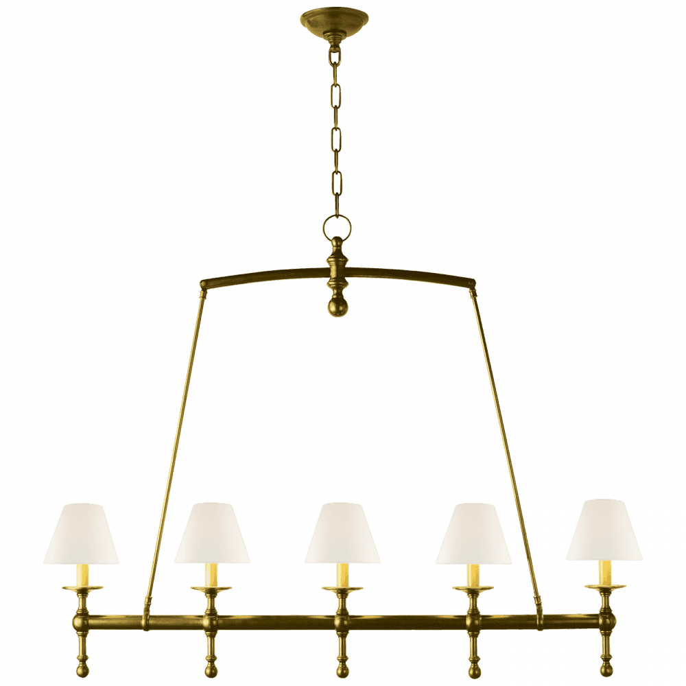 Visual Comfort Signature Classic Linear Chandelier Hand-Rubbed Antique Brass