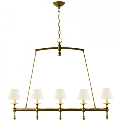Visual Comfort Signature Classic Linear Chandelier Hand-Rubbed Antique Brass