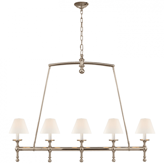 Visual Comfort Signature Classic Linear Chandelier Polished Nickel