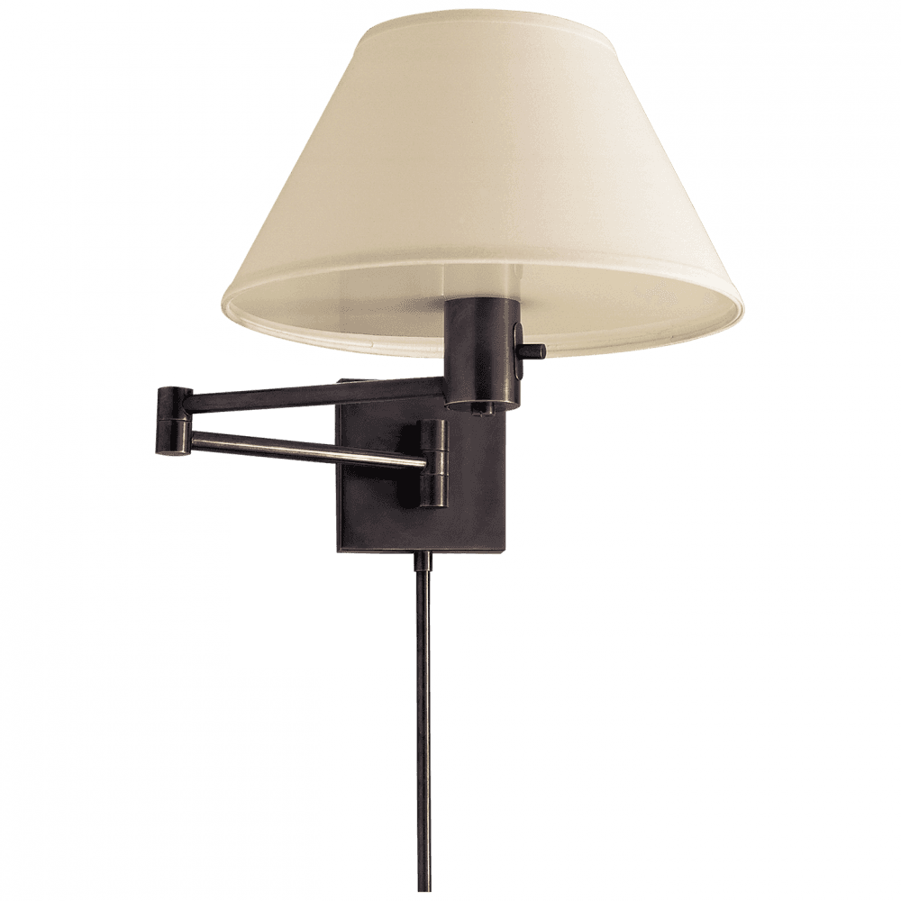 Visual Comfort Signature Classic Swing Arm Wall Lamp with Plug Hand-Rubbed Antique Brass