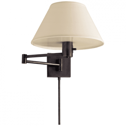 Visual Comfort Signature Classic Swing Arm Wall Lamp with Plug Hand-Rubbed Antique Brass