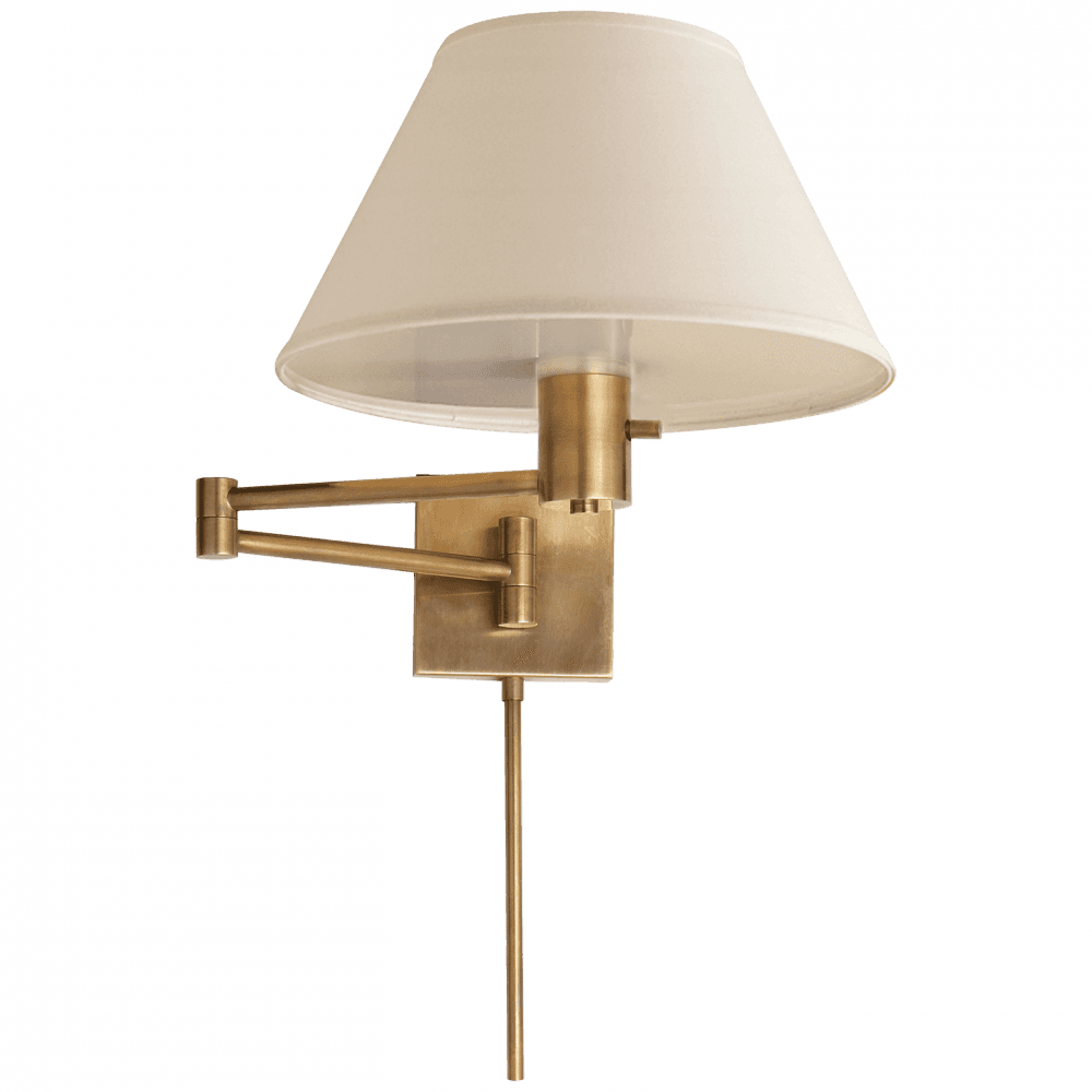 Visual Comfort Signature Classic Swing Arm Wall Lamp with Plug Matte White