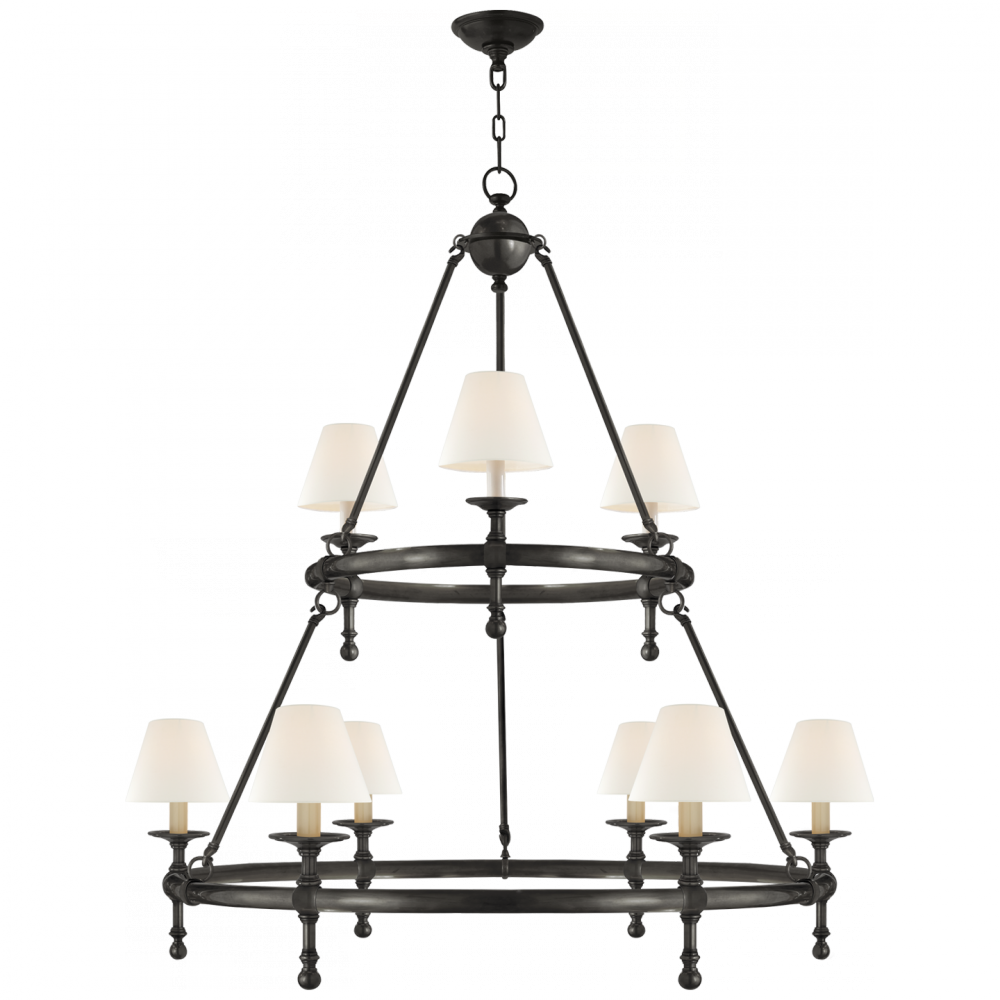 Visual Comfort Signature Classic Two-Tier Ring Chandelier Bronze