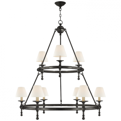 Visual Comfort Signature Classic Two-Tier Ring Chandelier Bronze