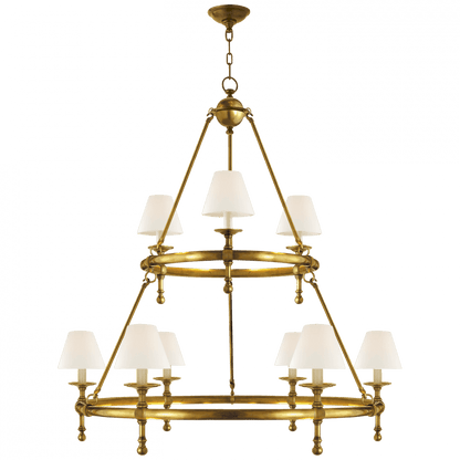 Visual Comfort Signature Classic Two-Tier Ring Chandelier Hand-Rubbed Antique Brass