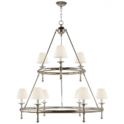 Visual Comfort Signature Classic Two-Tier Ring Chandelier Polished Nickel