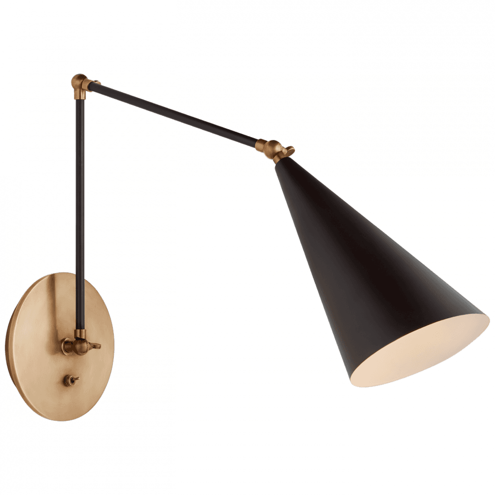 Visual Comfort Signature Clemente Double Arm Library Sconce Black and Hand-Rubbed Antique Brass