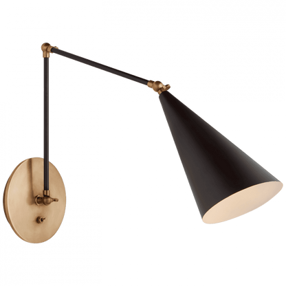Visual Comfort Signature Clemente Double Arm Library Sconce Black and Hand-Rubbed Antique Brass