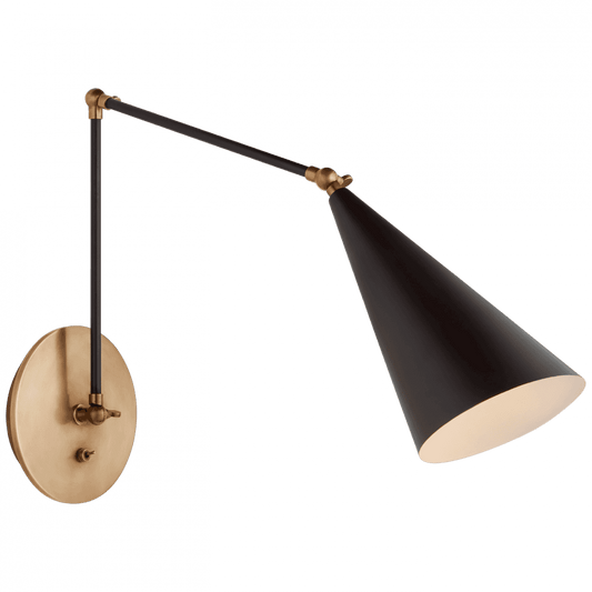 Visual Comfort Signature Clemente Double Arm Library Sconce Black and Hand-Rubbed Antique Brass