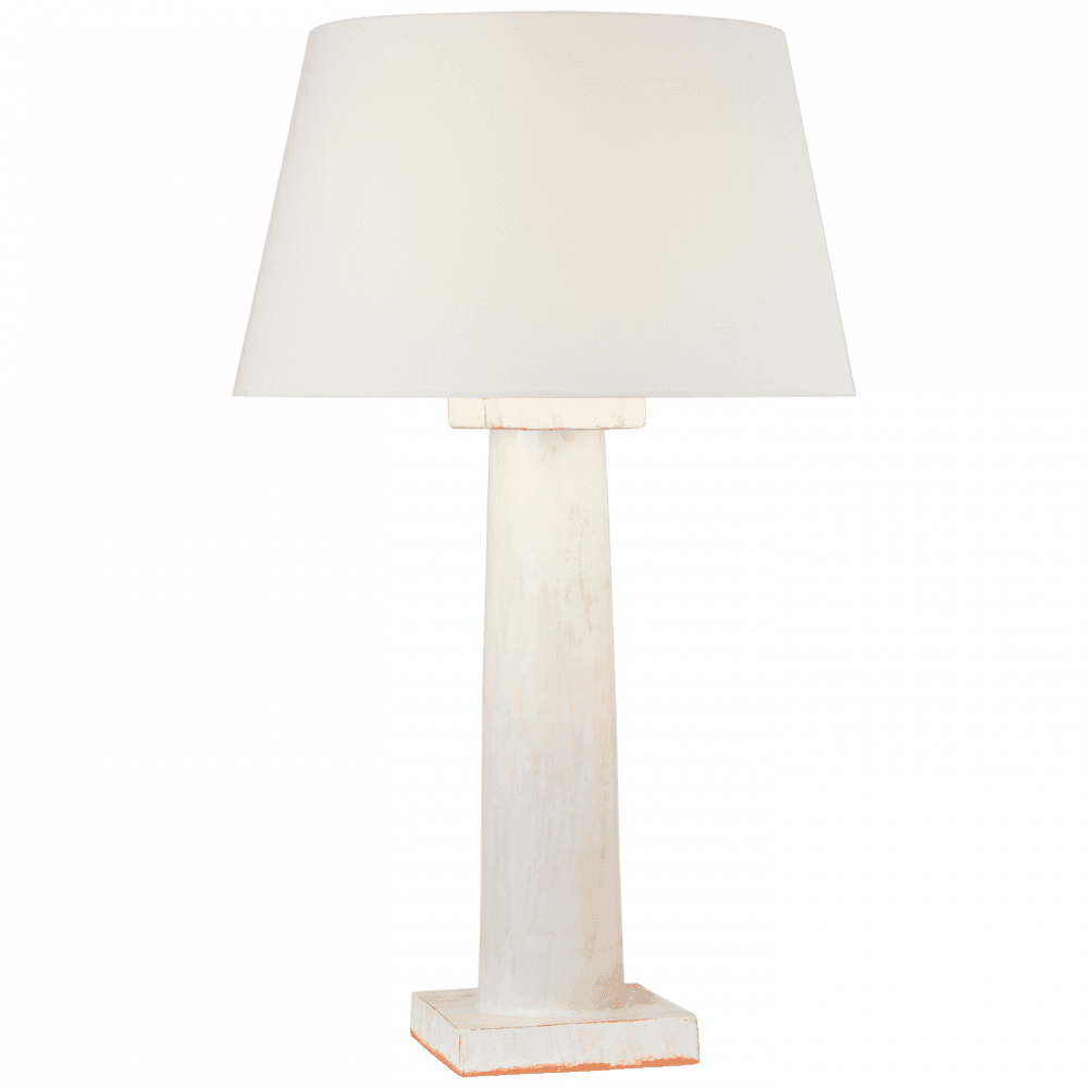 Visual Comfort Signature Colonne Large Balustrade Table Lamp Glossy White Crackle